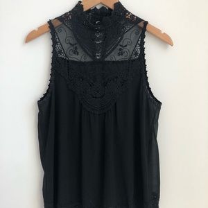 Black Lace High Neck Tank